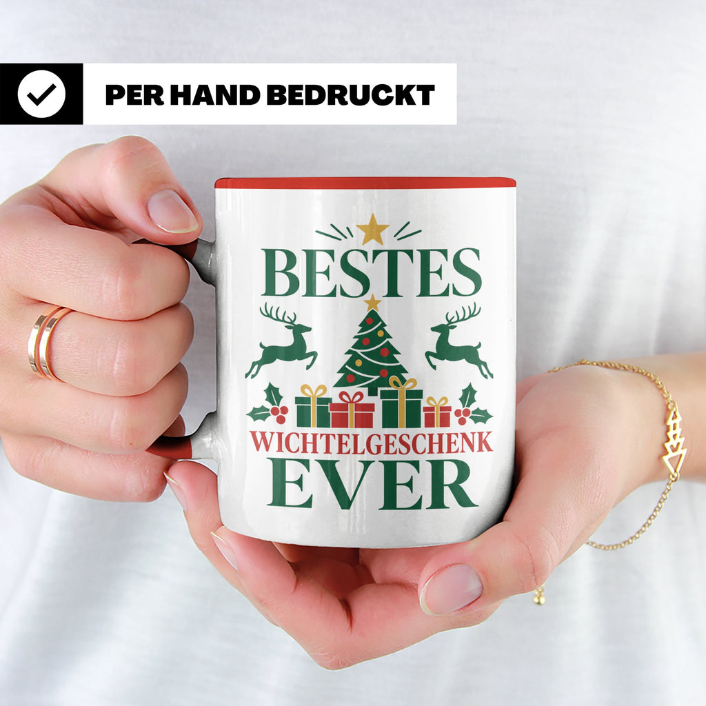 Wichtelgeschenk Tasse "Bestes Wichtelgeschenk Ever" Lustige  – Rot [farbe:rot]