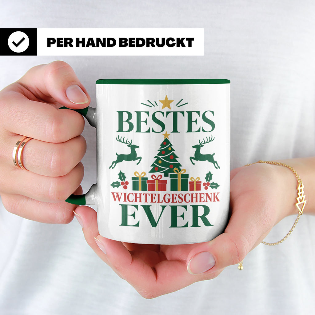 Wichtelgeschenk Tasse "Bestes Wichtelgeschenk Ever" Lustige  – Grün [farbe:grün]
