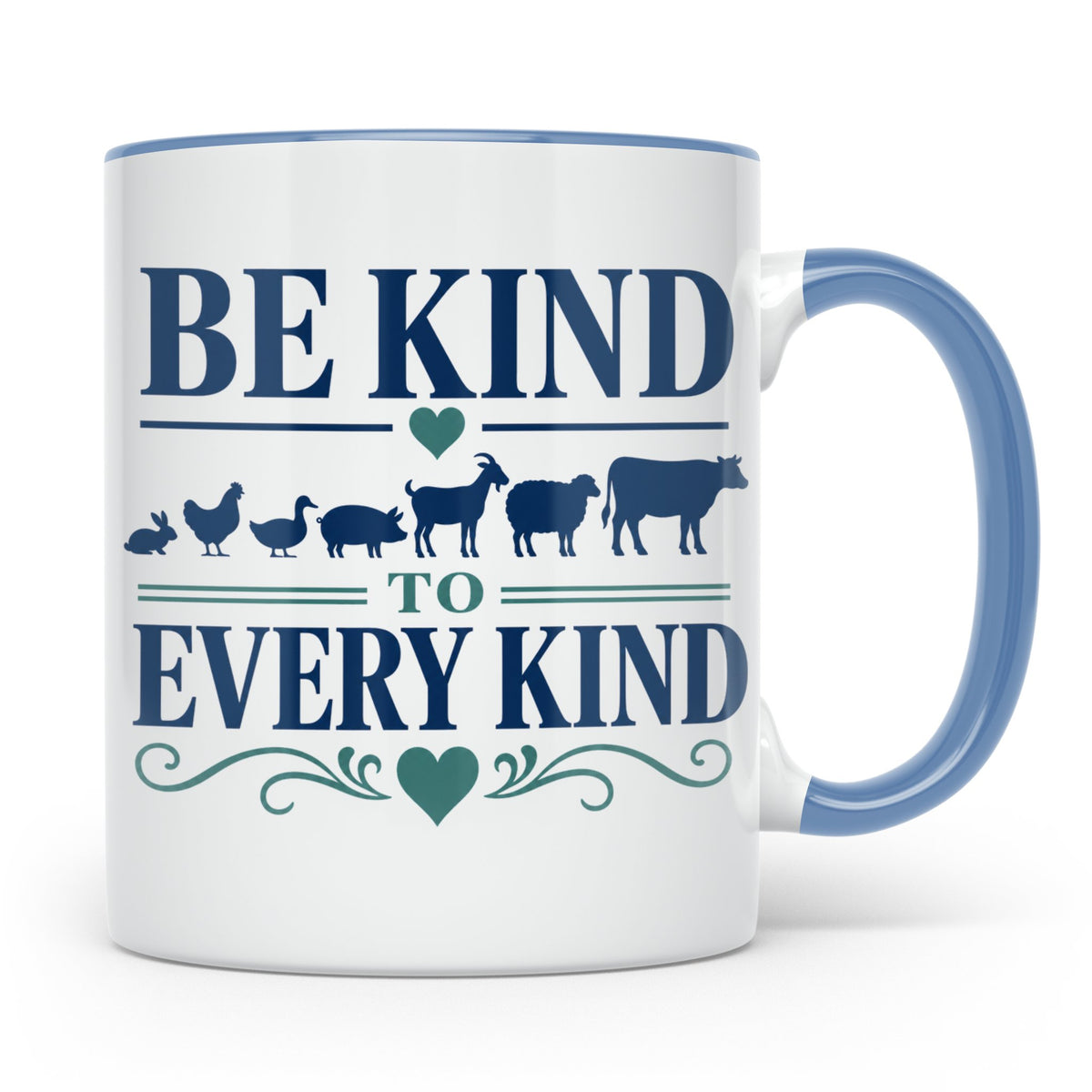 Vegan Tasse Be Kind To Every Kind | Tierschutz Spruch Kaffee – Blau [farbe:blau]