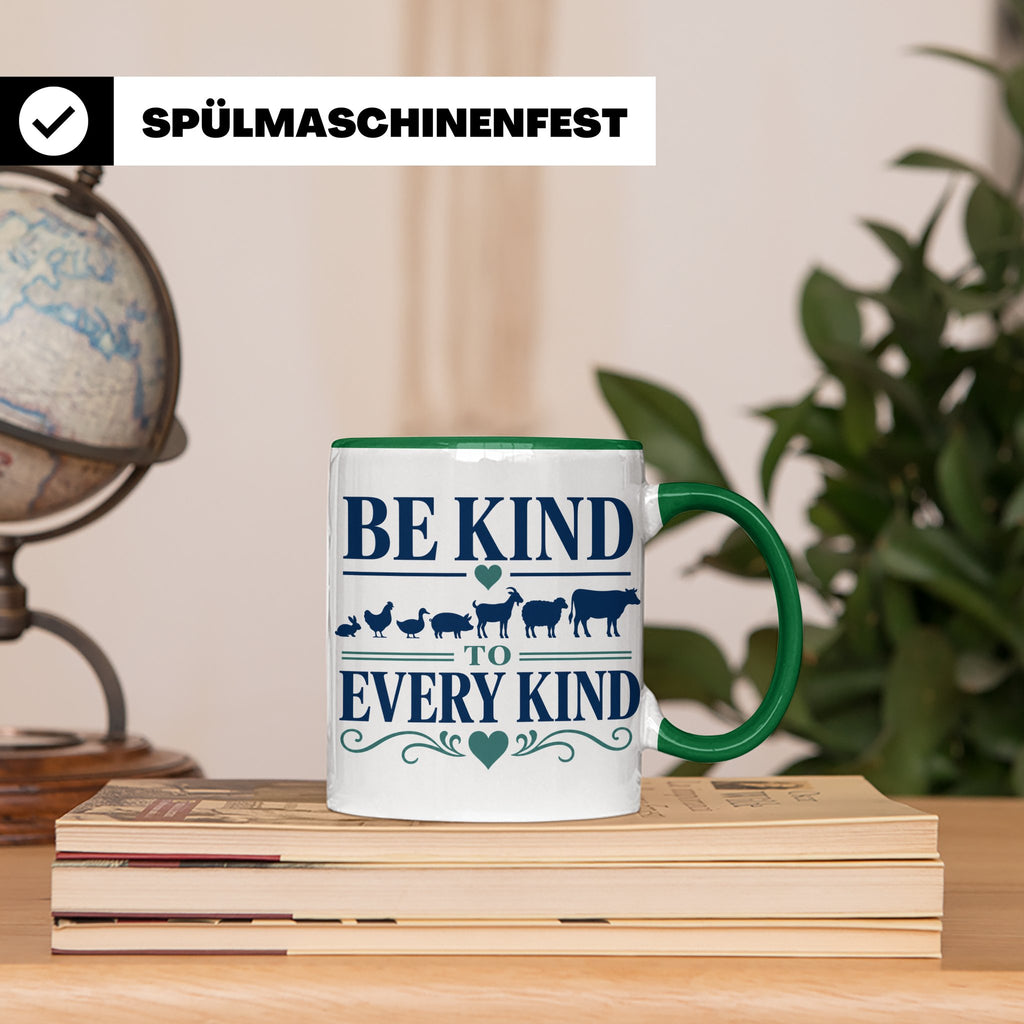 Vegan Tasse Be Kind To Every Kind | Tierschutz Spruch Kaffee – Grün [farbe:grün]