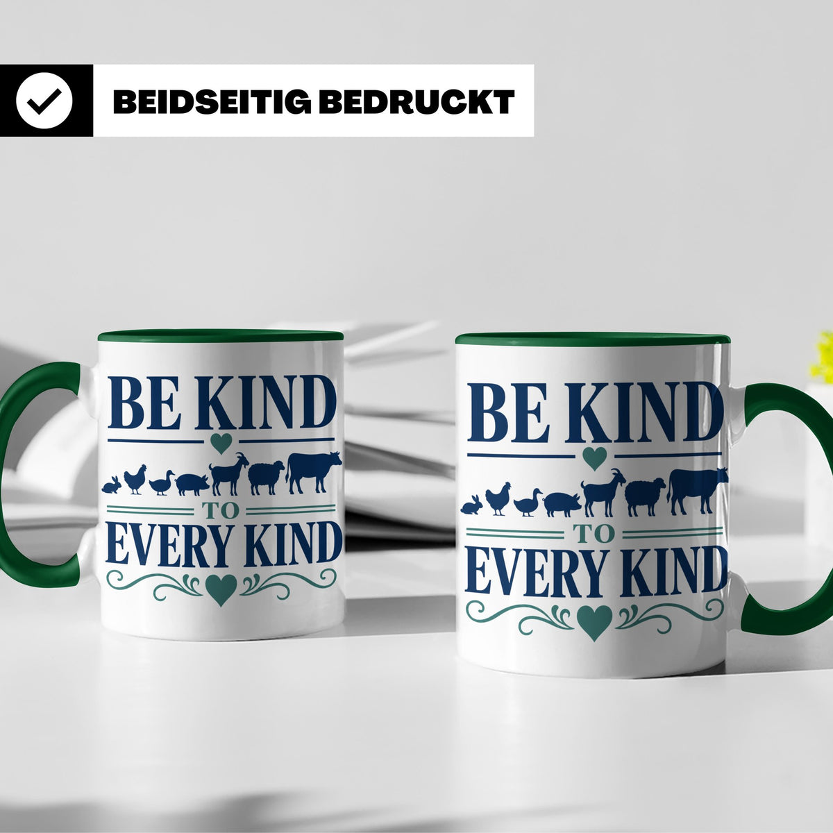 Vegan Tasse Be Kind To Every Kind | Tierschutz Spruch Kaffee – Grün [farbe:grün]
