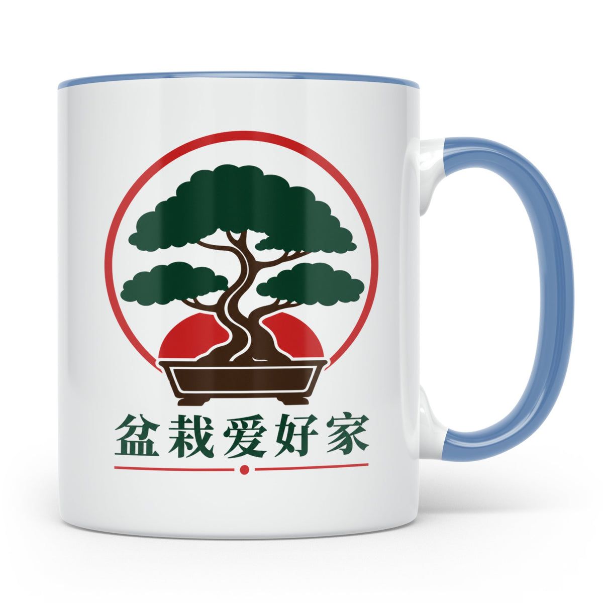 Bonsai Tasse mit japanischem Schriftzug | Geschenk für Bonsa – Blau [farbe:blau]