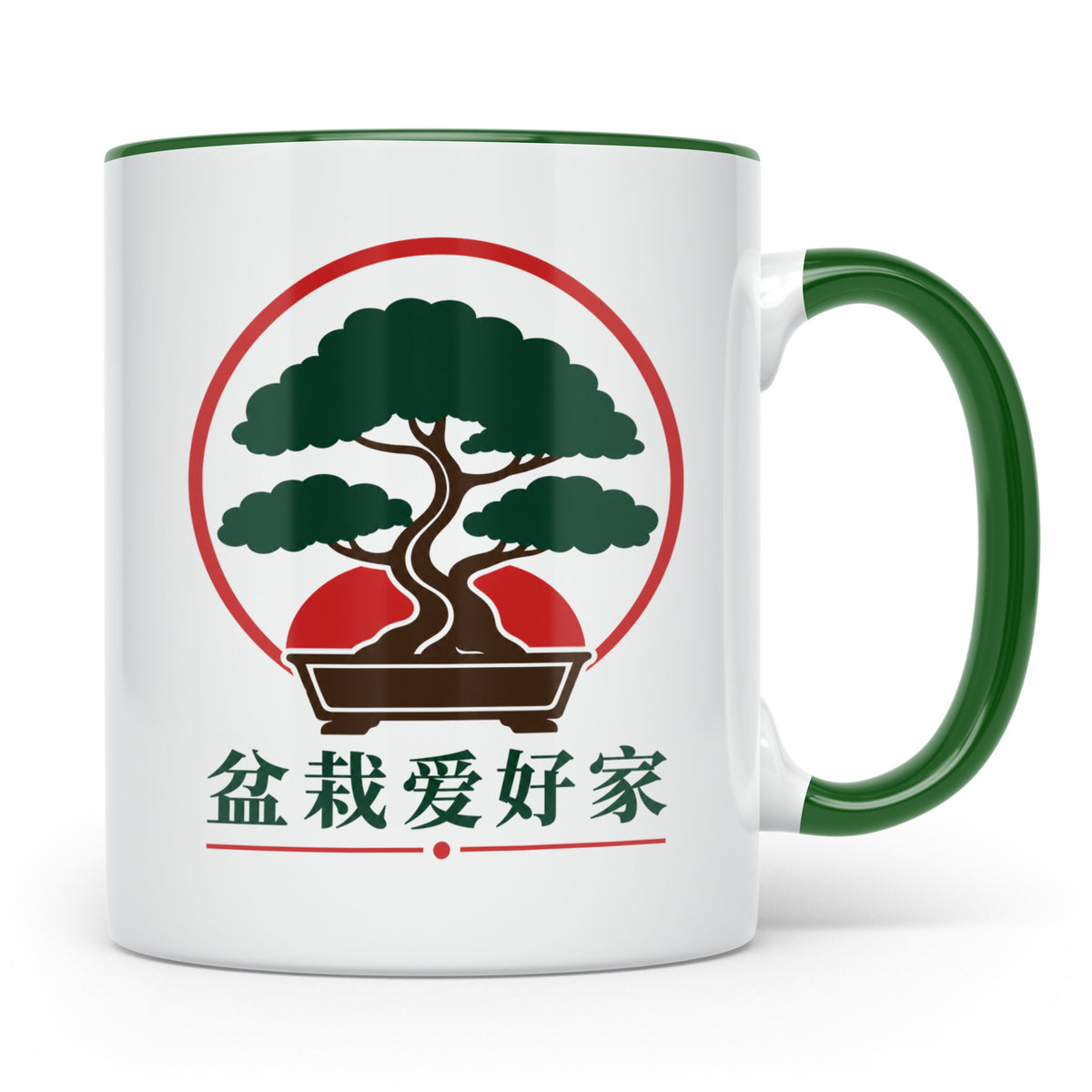Bonsai Tasse mit japanischem Schriftzug | Geschenk für Bonsa – Grün [farbe:grün]