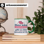 Mutter Tasse mit Spruch 'Hinter jedem glücklichen Kind', Ges – Grün [farbe:grün]