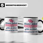 Mutter Tasse mit Spruch 'Hinter jedem glücklichen Kind', Ges – Schwarz [farbe:schwarz]