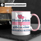 Mutter Tasse mit Spruch 'Hinter jedem glücklichen Kind', Ges – Rosa [farbe:rosa]
