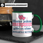Mutter Tasse mit Spruch 'Hinter jedem glücklichen Kind', Ges – Grün [farbe:grün]