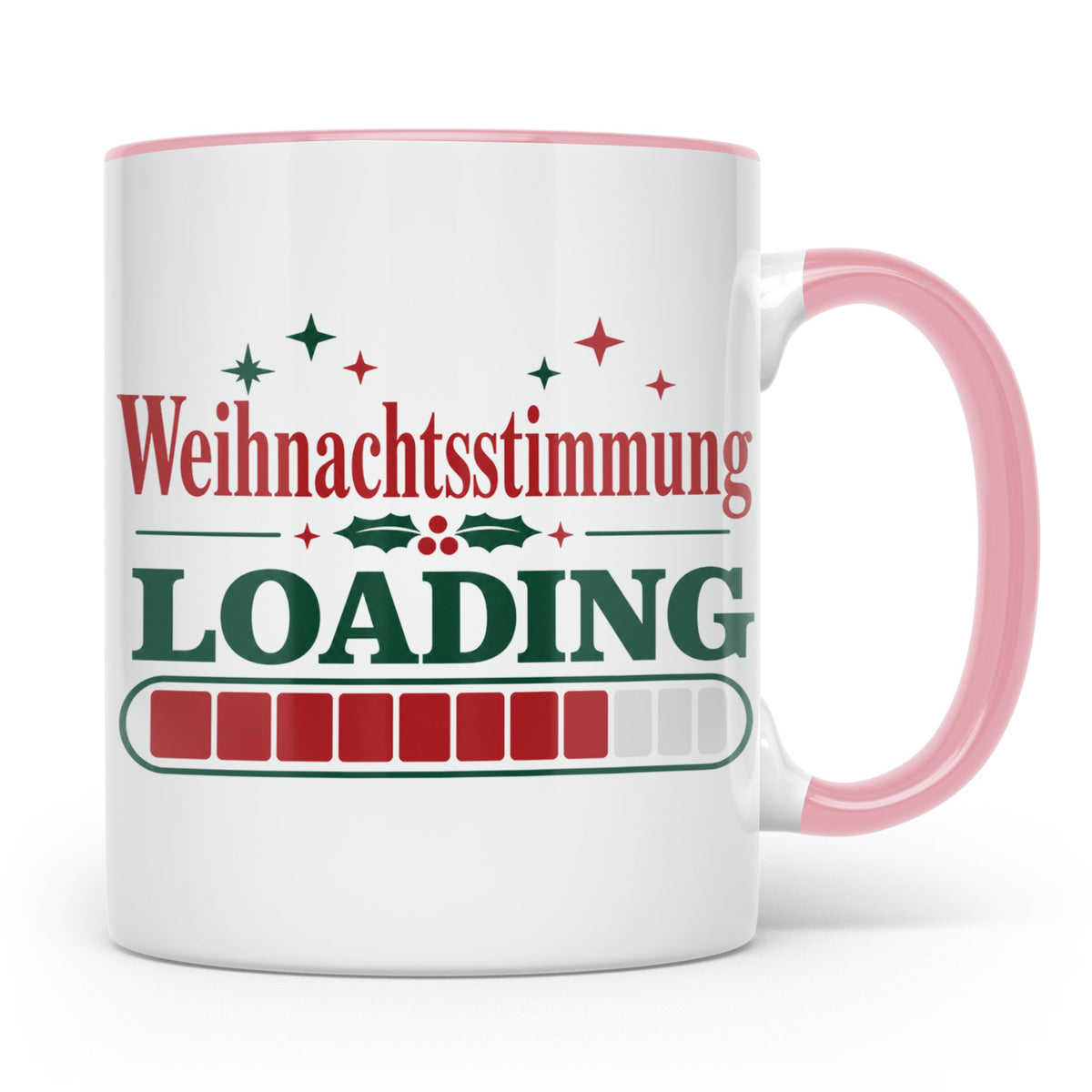 Weihnachtsstimmung Loading Tasse lustig für Gamer & Kollegen – Rosa [farbe:rosa]
