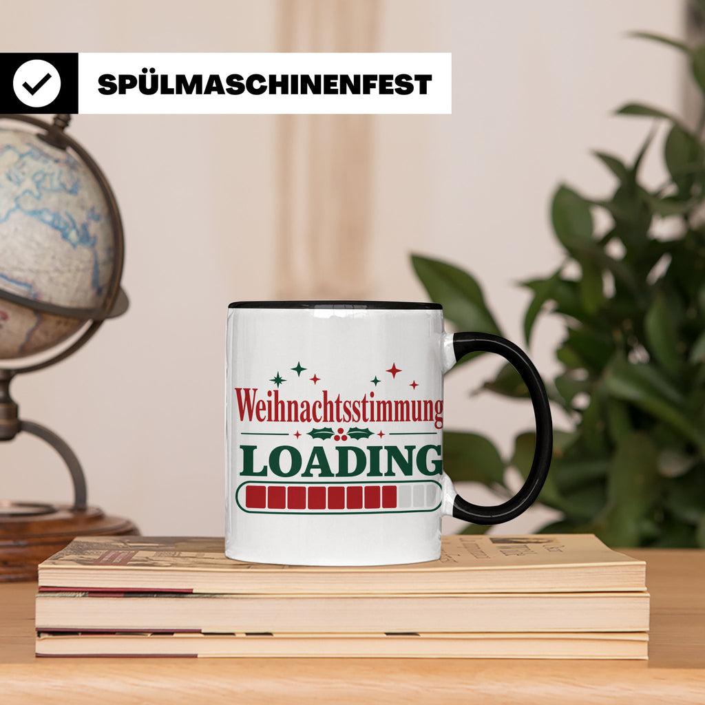 Weihnachtsstimmung Loading Tasse lustig für Gamer & Kollegen – Schwarz [farbe:schwarz]