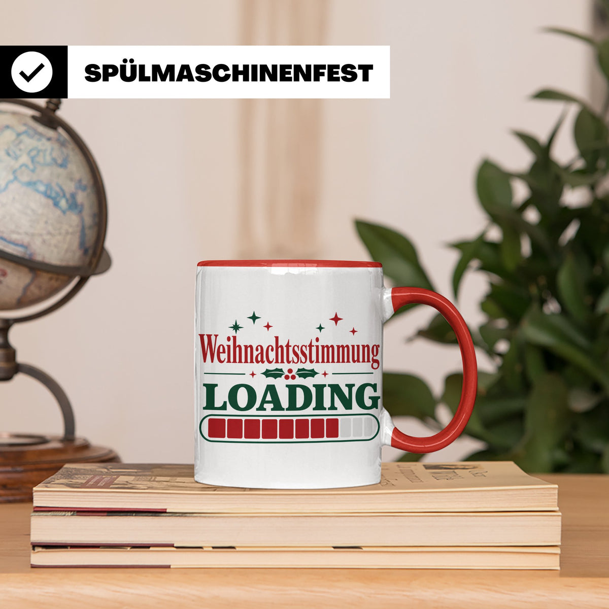 Weihnachtsstimmung Loading Tasse lustig für Gamer & Kollegen – Rot [farbe:rot]