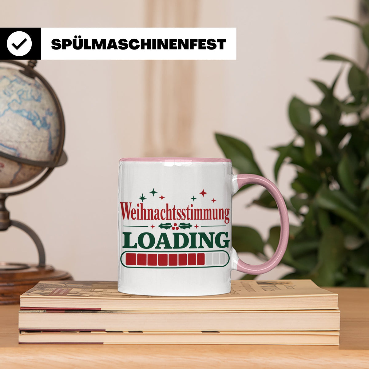 Weihnachtsstimmung Loading Tasse lustig für Gamer & Kollegen – Rosa [farbe:rosa]