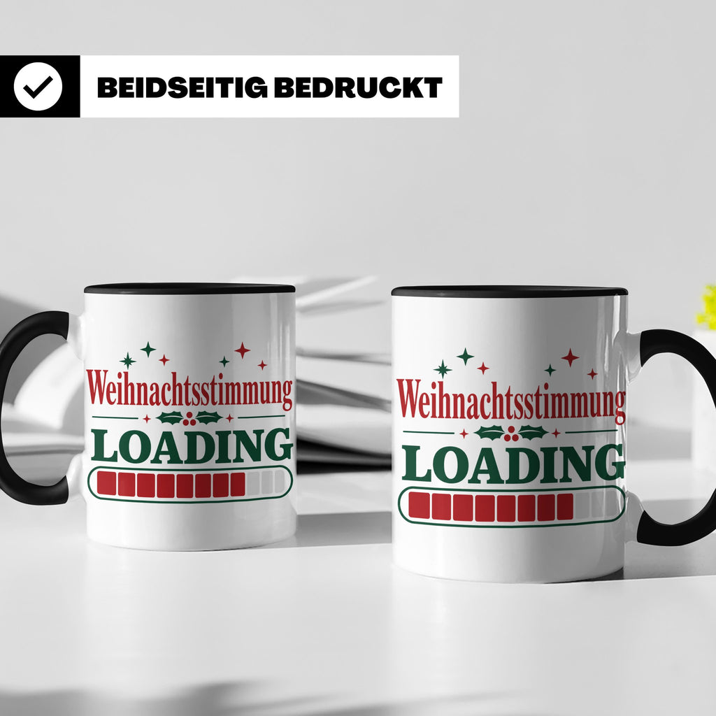 Weihnachtsstimmung Loading Tasse lustig für Gamer & Kollegen – Schwarz [farbe:schwarz]
