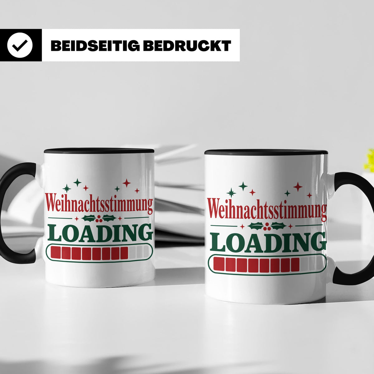 Weihnachtsstimmung Loading Tasse lustig für Gamer & Kollegen – Schwarz [farbe:schwarz]