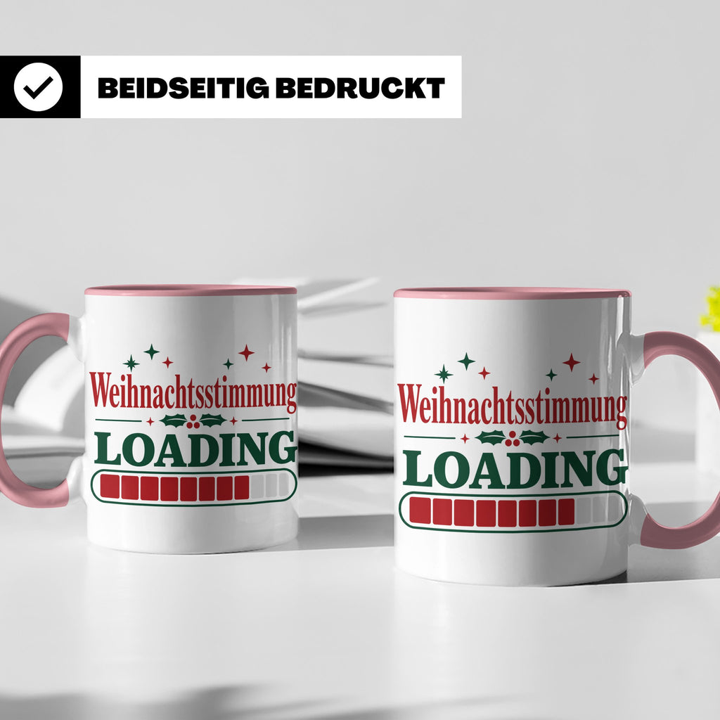 Weihnachtsstimmung Loading Tasse lustig für Gamer & Kollegen – Rosa [farbe:rosa]