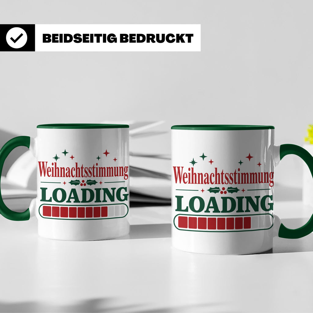 Weihnachtsstimmung Loading Tasse lustig für Gamer & Kollegen – Grün [farbe:grün]
