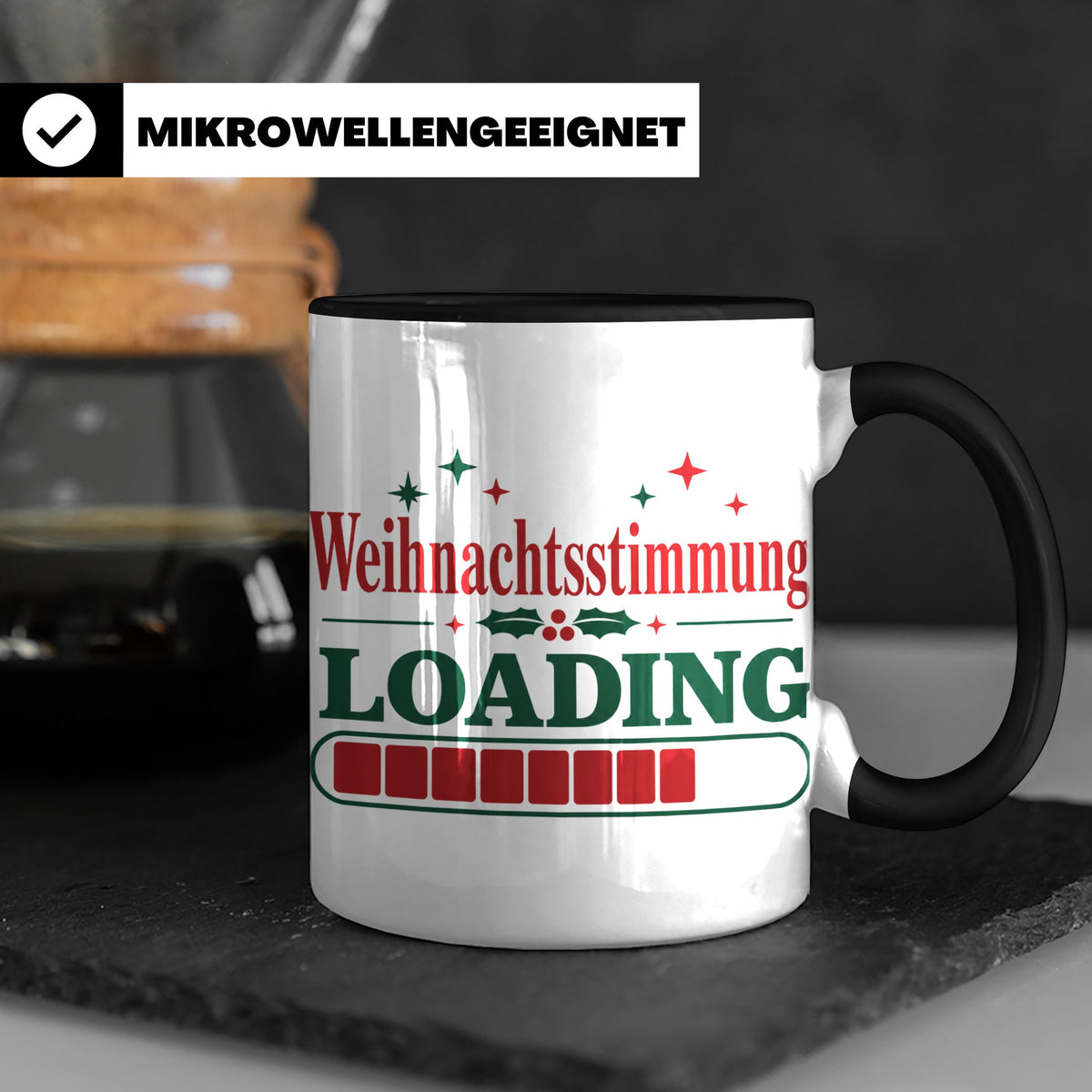Weihnachtsstimmung Loading Tasse lustig für Gamer & Kollegen – Schwarz [farbe:schwarz]