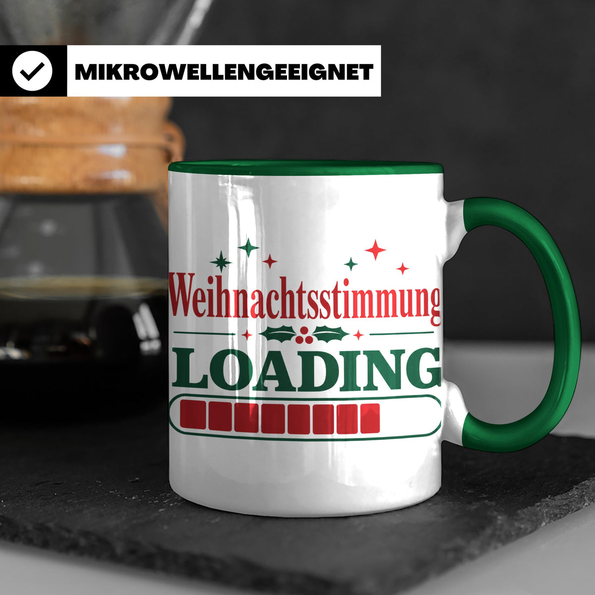 Weihnachtsstimmung Loading Tasse lustig für Gamer & Kollegen – Grün [farbe:grün]