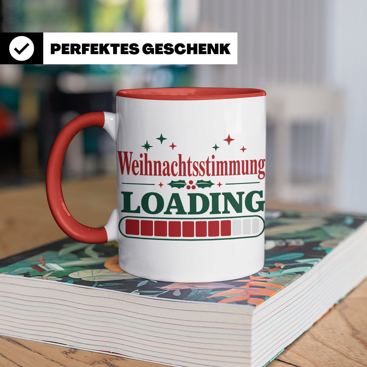 Weihnachtsstimmung Loading Tasse lustig für Gamer & Kollegen – Rot [farbe:rot]