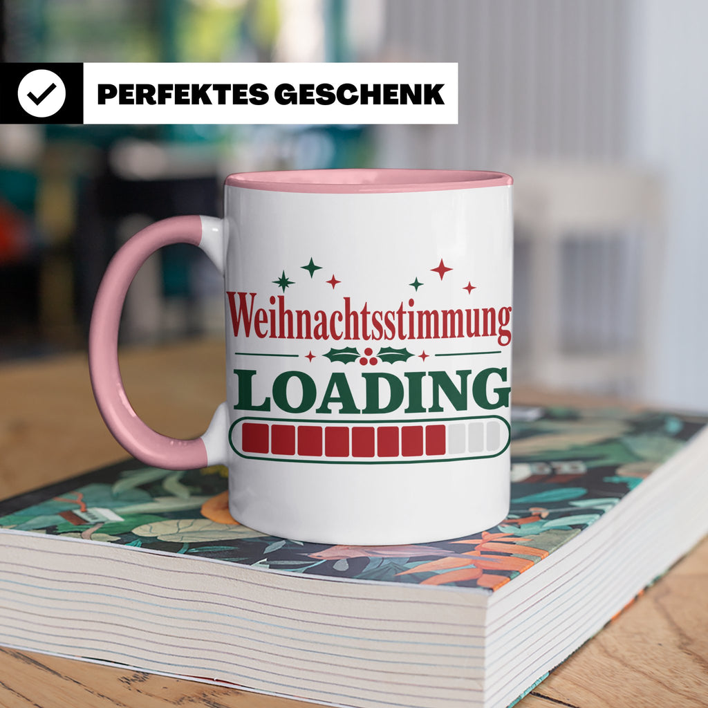 Weihnachtsstimmung Loading Tasse lustig für Gamer & Kollegen – Rosa [farbe:rosa]