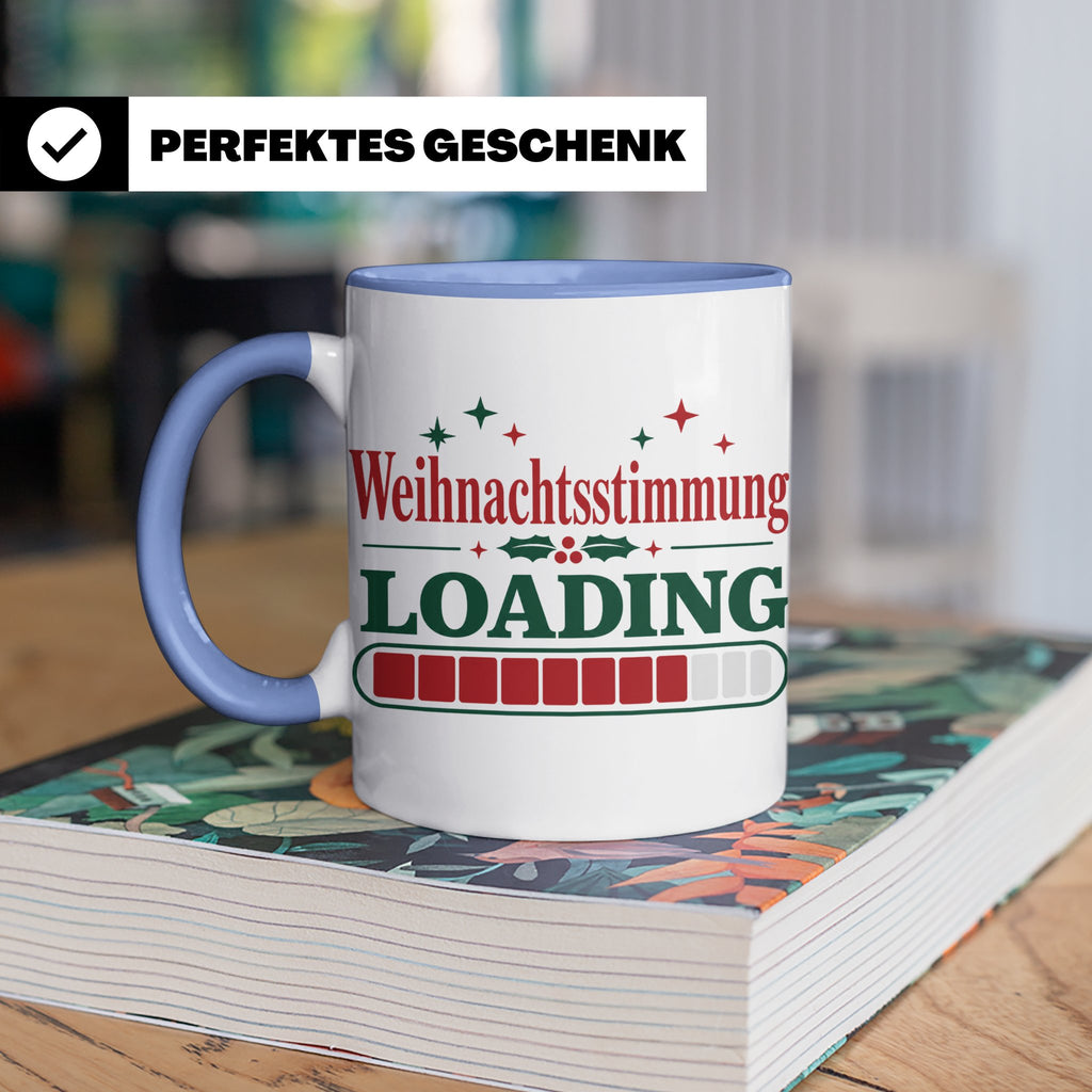 Weihnachtsstimmung Loading Tasse lustig für Gamer & Kollegen – Blau [farbe:blau]
