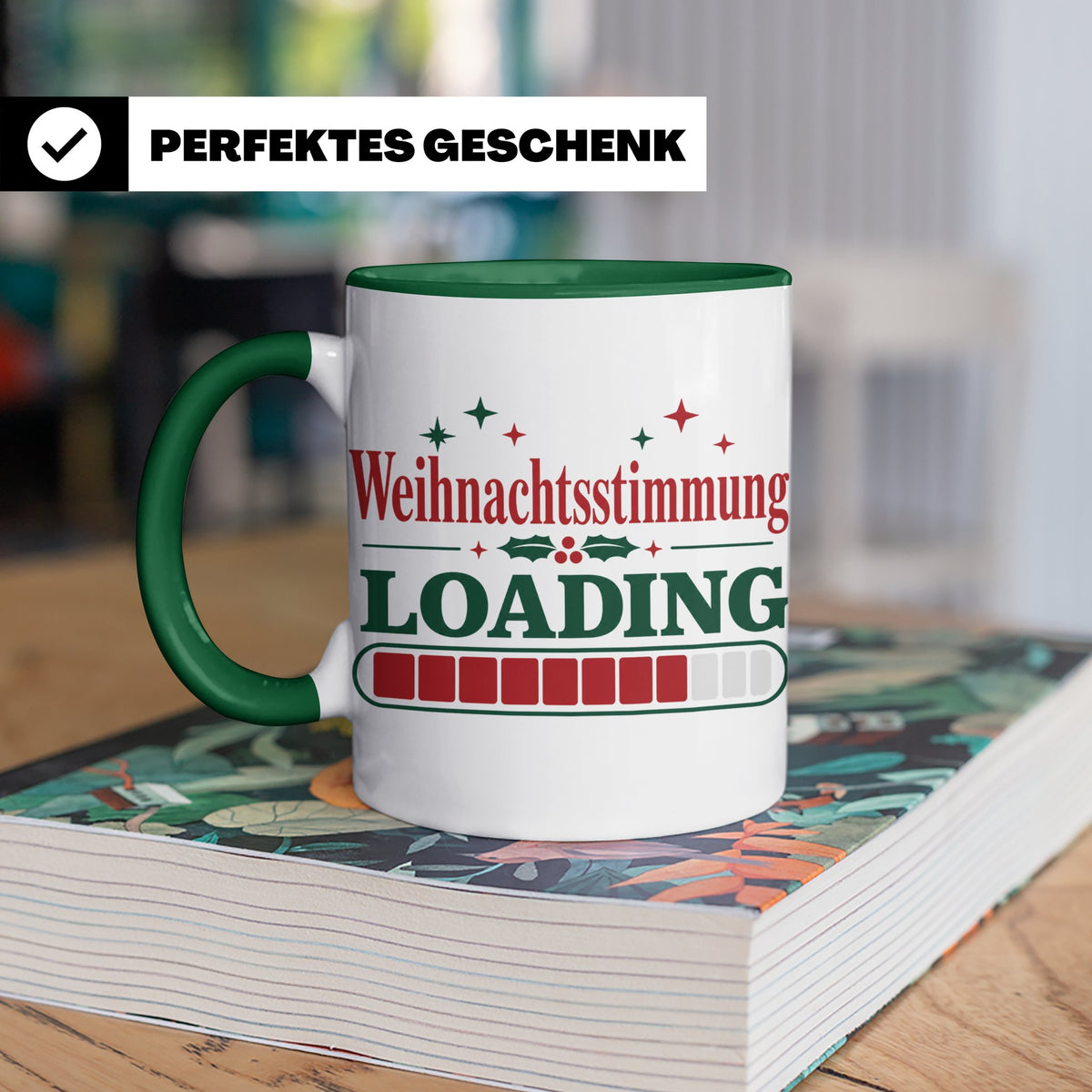 Weihnachtsstimmung Loading Tasse lustig für Gamer & Kollegen – Grün [farbe:grün]