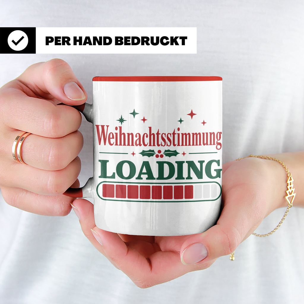 Weihnachtsstimmung Loading Tasse lustig für Gamer & Kollegen – Rot [farbe:rot]