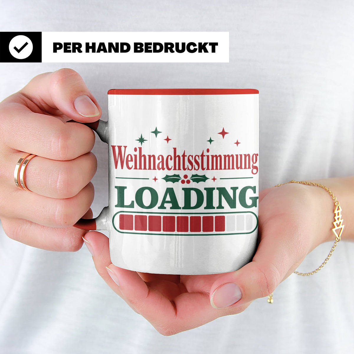 Weihnachtsstimmung Loading Tasse lustig für Gamer & Kollegen – Rot [farbe:rot]