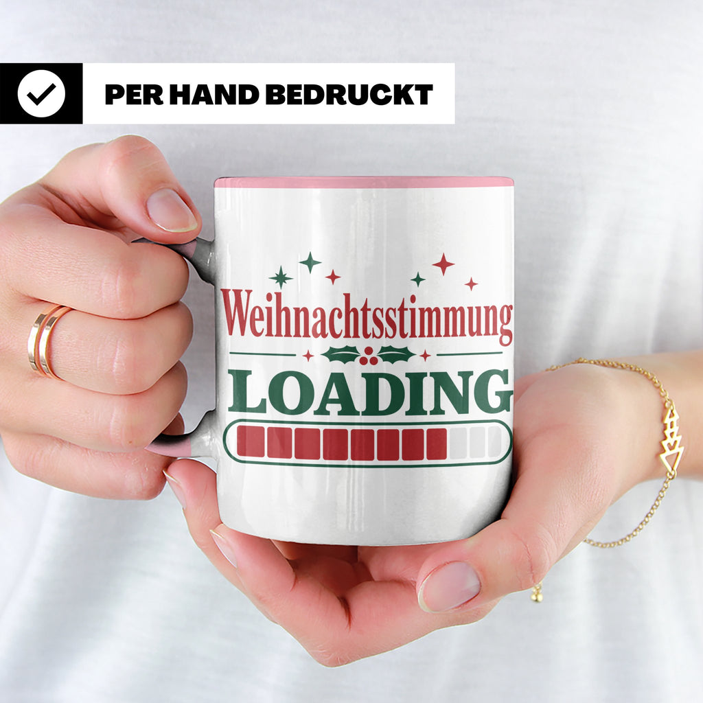 Weihnachtsstimmung Loading Tasse lustig für Gamer & Kollegen – Rosa [farbe:rosa]