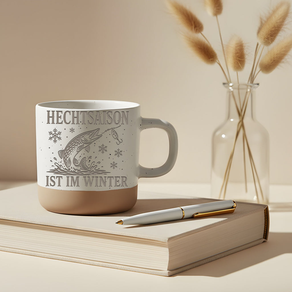 Hechtsaison ist im Winter Tasse - Geschenk für Hechtangler, Raubfischa – Bild 5