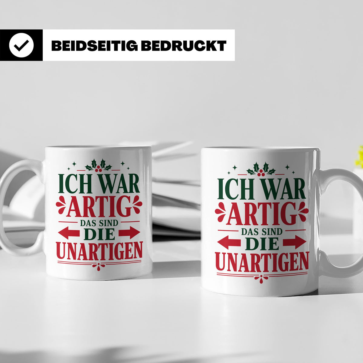 Lustige Tasse Ich war Artig die Anderen Unartig, Wichtelgesc – Weiß [farbe:weiß]