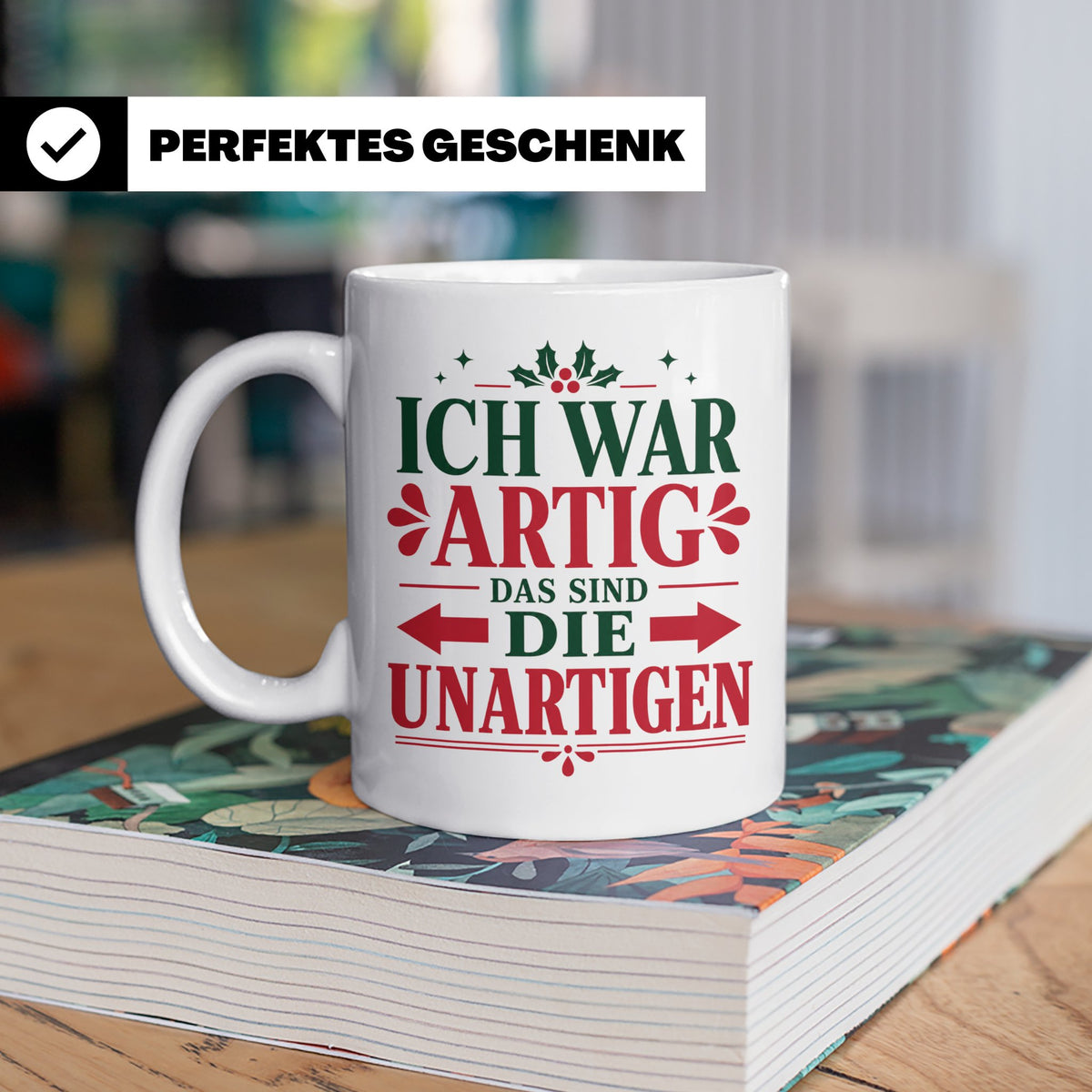 Lustige Tasse Ich war Artig die Anderen Unartig, Wichtelgesc – Weiß [farbe:weiß]