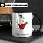Gans Tasse Weihnachten Lustig mit Spruch Endlich Weihnachten – Schwarz [farbe:schwarz]