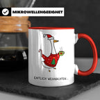 Gans Tasse Weihnachten Lustig mit Spruch Endlich Weihnachten – Rot [farbe:rot]
