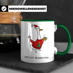Gans Tasse Weihnachten Lustig mit Spruch Endlich Weihnachten – Grün [farbe:grün]