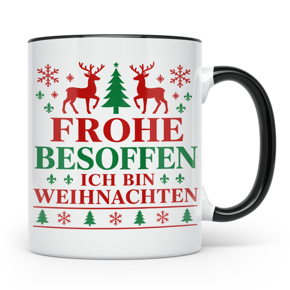 Frohe Besoffen Tasse lustiger Spruch Ugly Christmas Design G – Schwarz [farbe:schwarz]