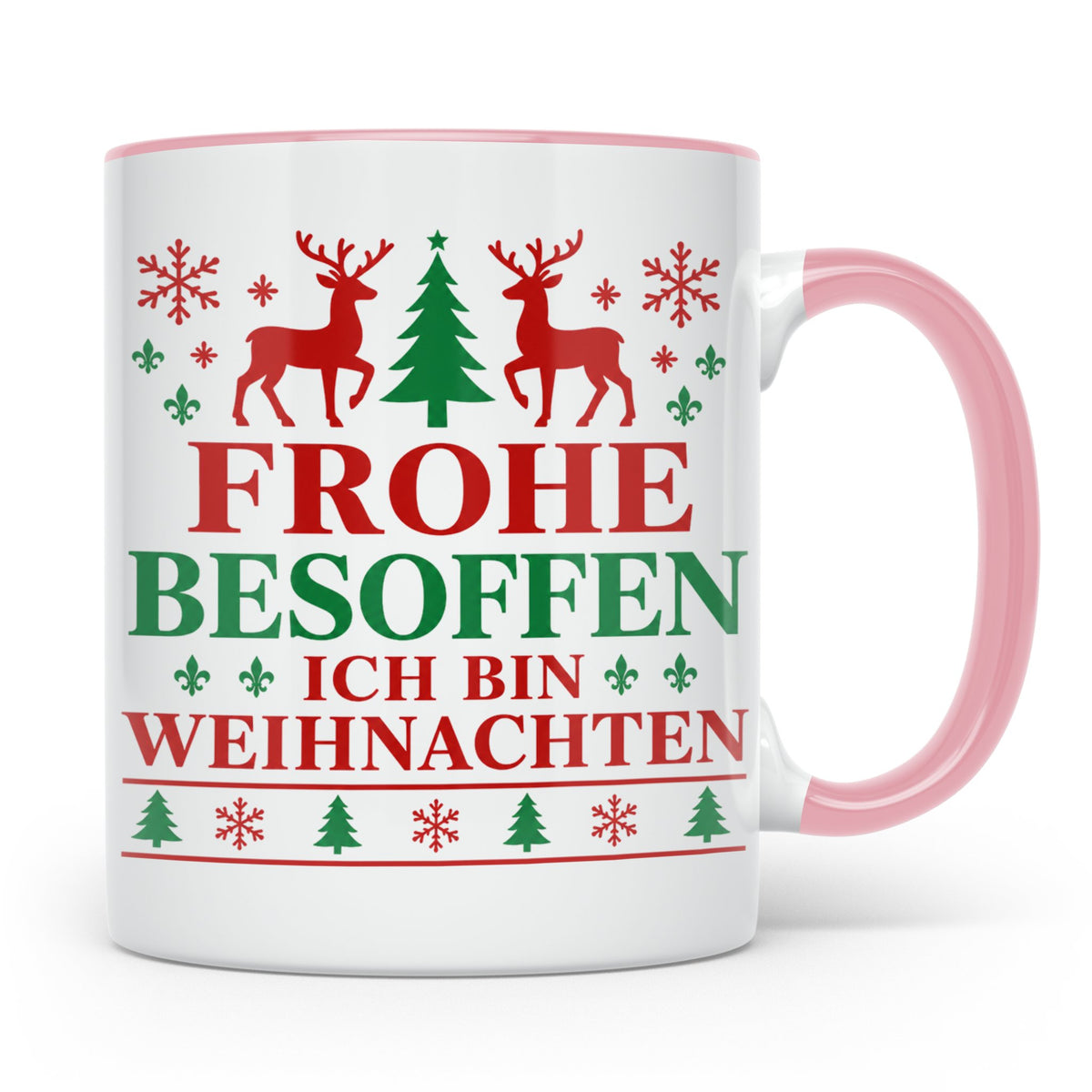 Frohe Besoffen Tasse lustiger Spruch Ugly Christmas Design G – Rosa [farbe:rosa]