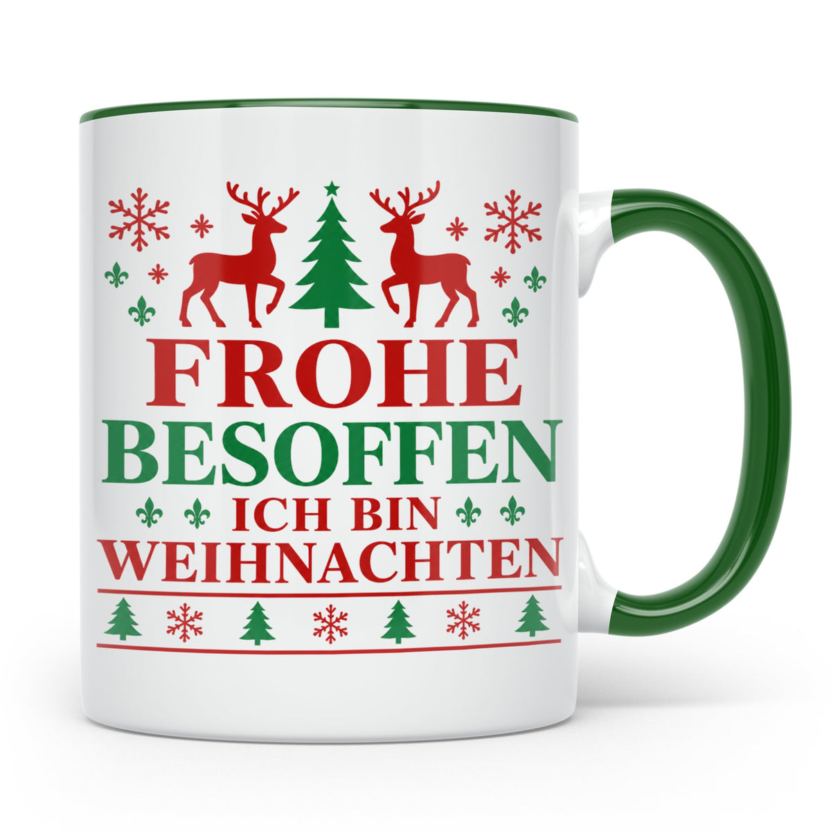 Frohe Besoffen Tasse lustiger Spruch Ugly Christmas Design G – Grün [farbe:grün]