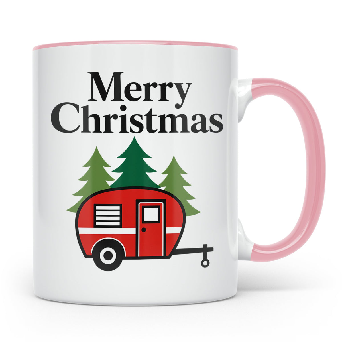 Camping Tasse Weihnachten, Roter Wohnwagen im Wald, Merry Ch – Rosa [farbe:rosa]