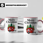 Camping Tasse Weihnachten, Roter Wohnwagen im Wald, Merry Ch – Rosa [farbe:rosa]