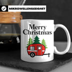 Camping Tasse Weihnachten, Roter Wohnwagen im Wald, Merry Ch – Weiß [farbe:weiß]