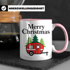 Camping Tasse Weihnachten, Roter Wohnwagen im Wald, Merry Ch – Rosa [farbe:rosa]