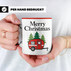 Camping Tasse Weihnachten, Roter Wohnwagen im Wald, Merry Ch – Rot [farbe:rot]