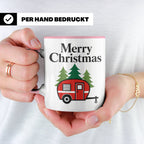 Camping Tasse Weihnachten, Roter Wohnwagen im Wald, Merry Ch – Rosa [farbe:rosa]