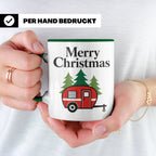 Camping Tasse Weihnachten, Roter Wohnwagen im Wald, Merry Ch – Grün [farbe:grün]