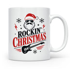 Rockin' Christmas Tasse mit coolem Weihnachtsmann & E-Gitarr – Weiß [farbe:weiß]