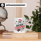 Rockin' Christmas Tasse mit coolem Weihnachtsmann & E-Gitarr – Weiß [farbe:weiß]
