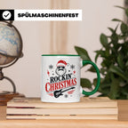 Rockin' Christmas Tasse mit coolem Weihnachtsmann & E-Gitarr – Grün [farbe:grün]