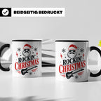 Rockin' Christmas Tasse mit coolem Weihnachtsmann & E-Gitarr – Schwarz [farbe:schwarz]