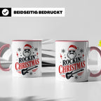 Rockin' Christmas Tasse mit coolem Weihnachtsmann & E-Gitarr – Rosa [farbe:rosa]