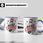 Rockin' Christmas Tasse mit coolem Weihnachtsmann & E-Gitarr – Blau [farbe:blau]